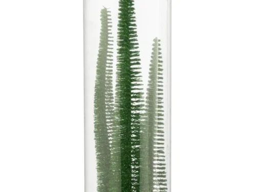 Tanol kunststof opbergdoos groen met 3 glitter kerstboompjes in transparante cilinderpakking