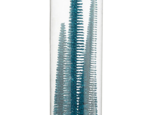 Kerstboom Diskaro kunststof blauw, set van 3 met glitterafwerking, in cilindervormige verpakking