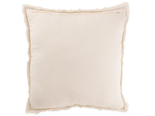 Vausten wit sierkussen 50 x 50 cm met gefranjerde randen en zachte katoenen look