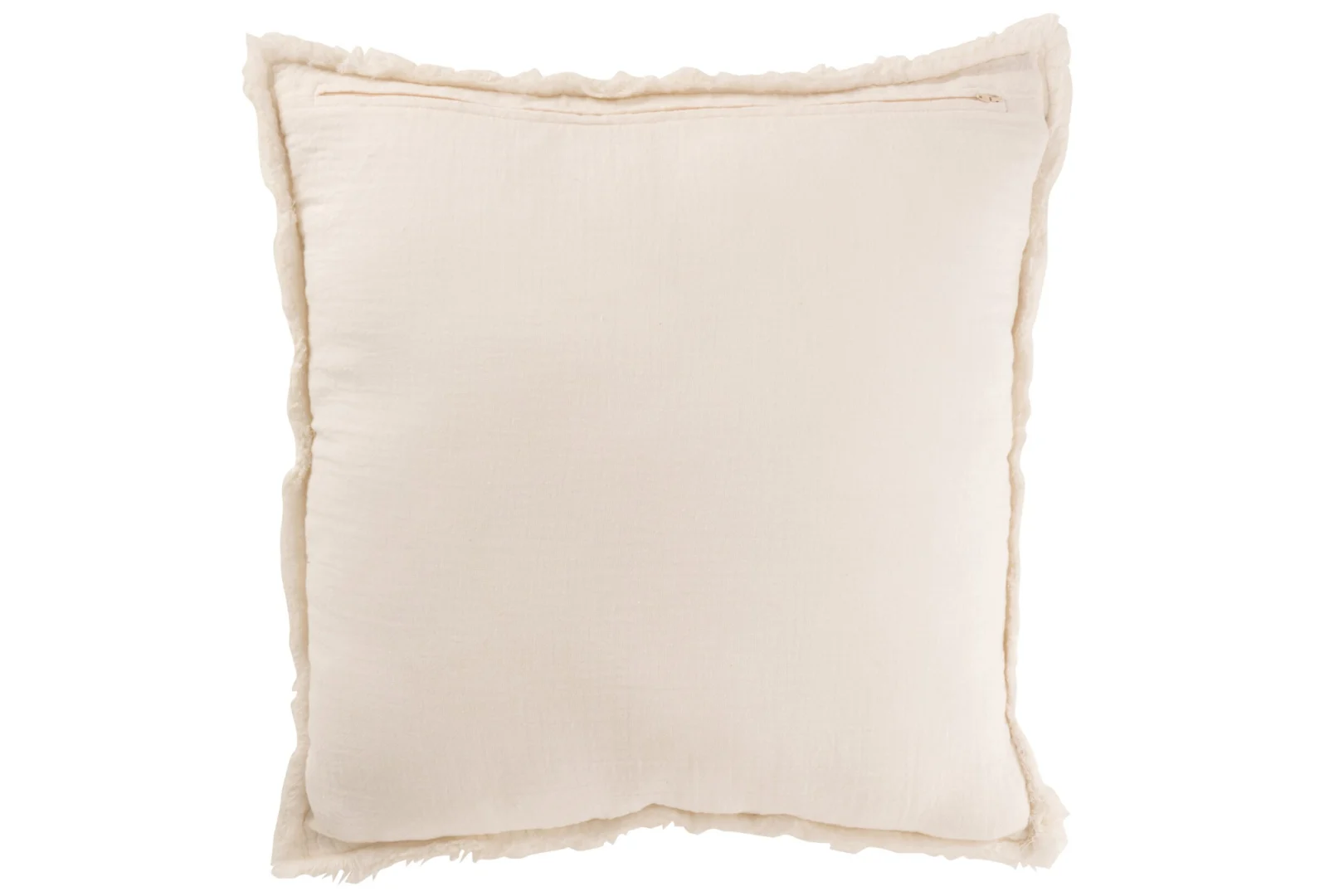 Vausten wit sierkussen 50 x 50 cm met gefranjerde randen en zachte katoenen look