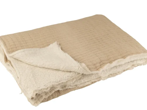 Plaid Jatine Beige met teddystructuur en zachte, warme voering in beige