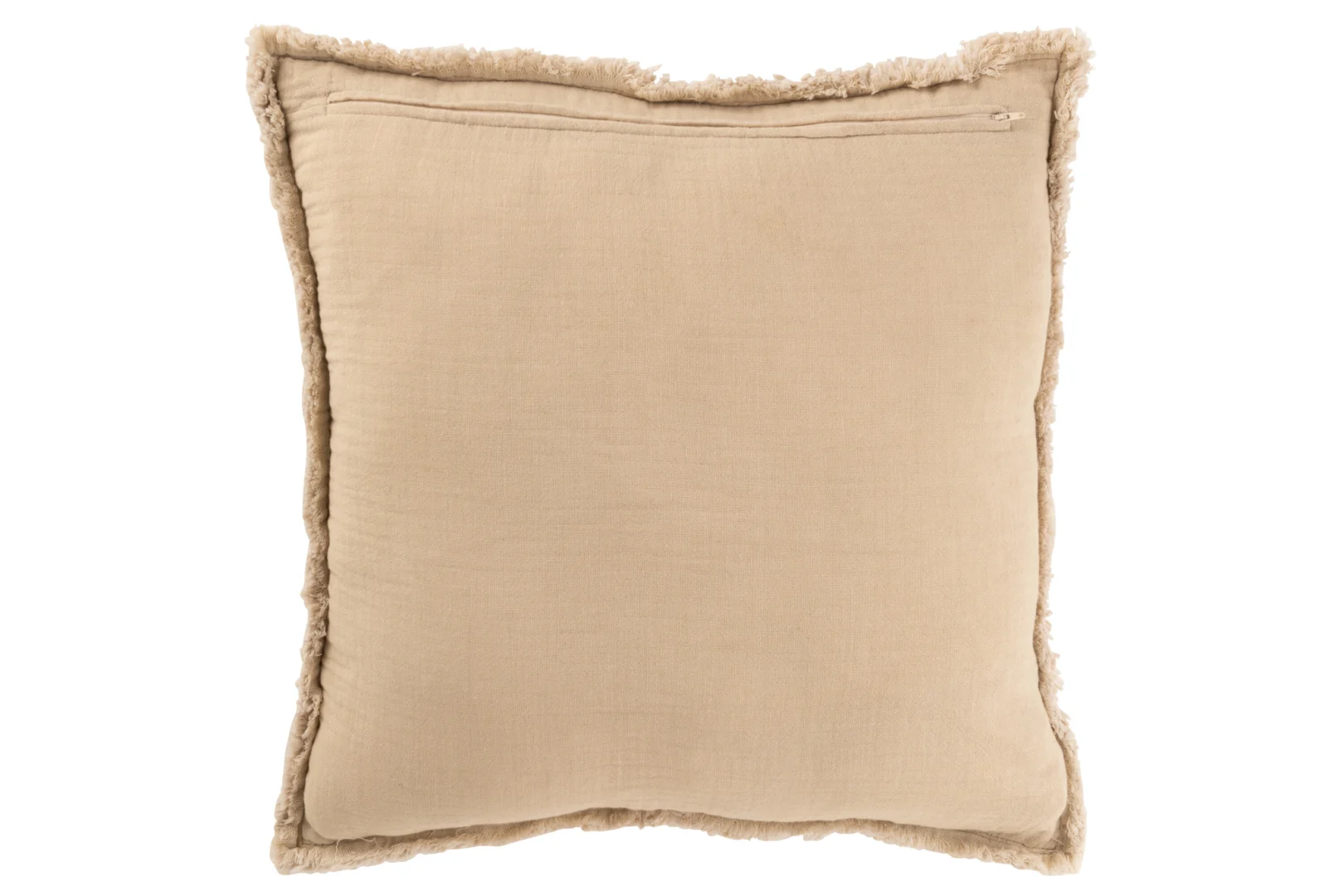 Kussen Tierrone beige 50x50 cm met gefranjerde randen en rustige, zachte uitstraling