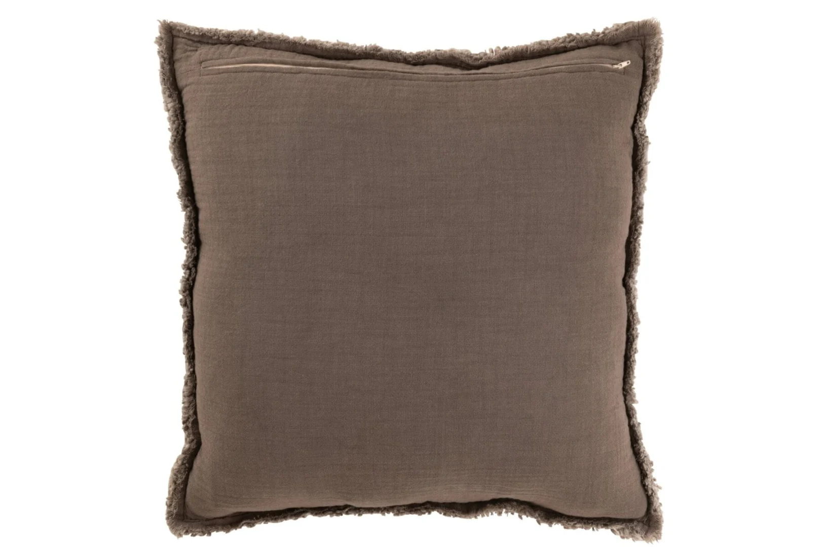 Bruin Flaurdir sierkussen 50x50 cm met rafelige randen en zachte, natuurlijke uitstraling