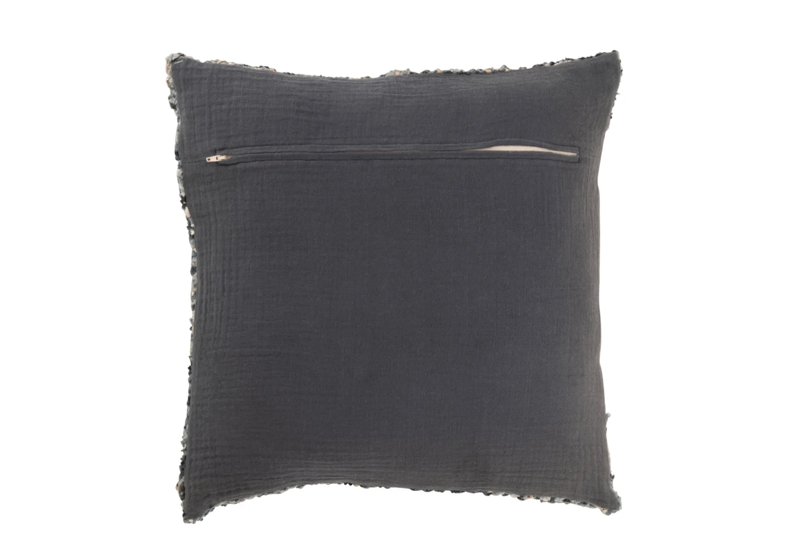 Jaunsesta Blauw kussen 45x45 cm met tweedlook en rits, in donkerblauw met zachte textuur