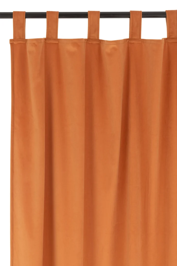 Gordijn Dundona Geel, okertint met fluweelachtige look en lussen voor elegante raambekleding