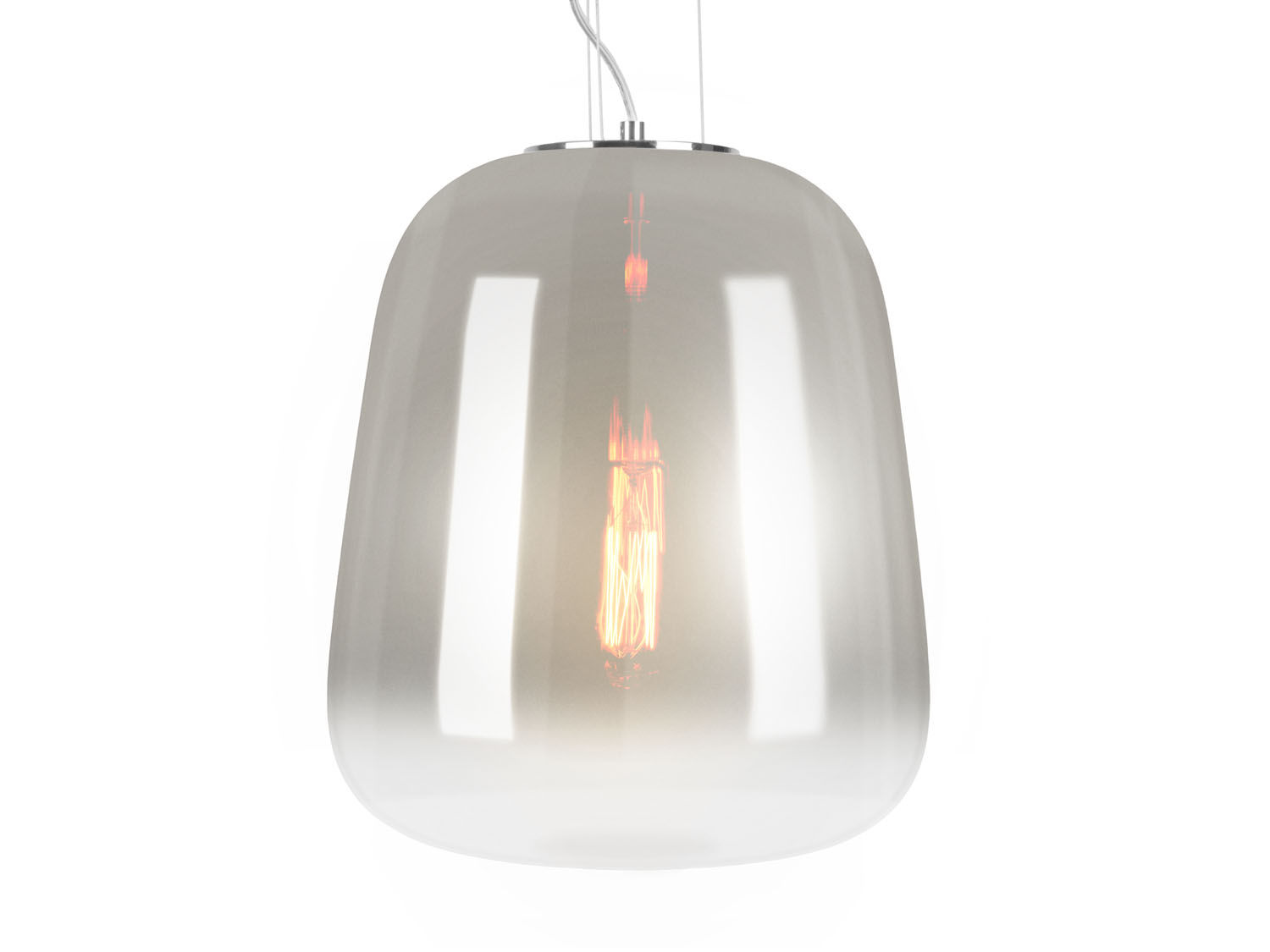 Hanglamp Stillund chroom Ø33 cm met glasachtige kap en warme zichtbare lichtbron