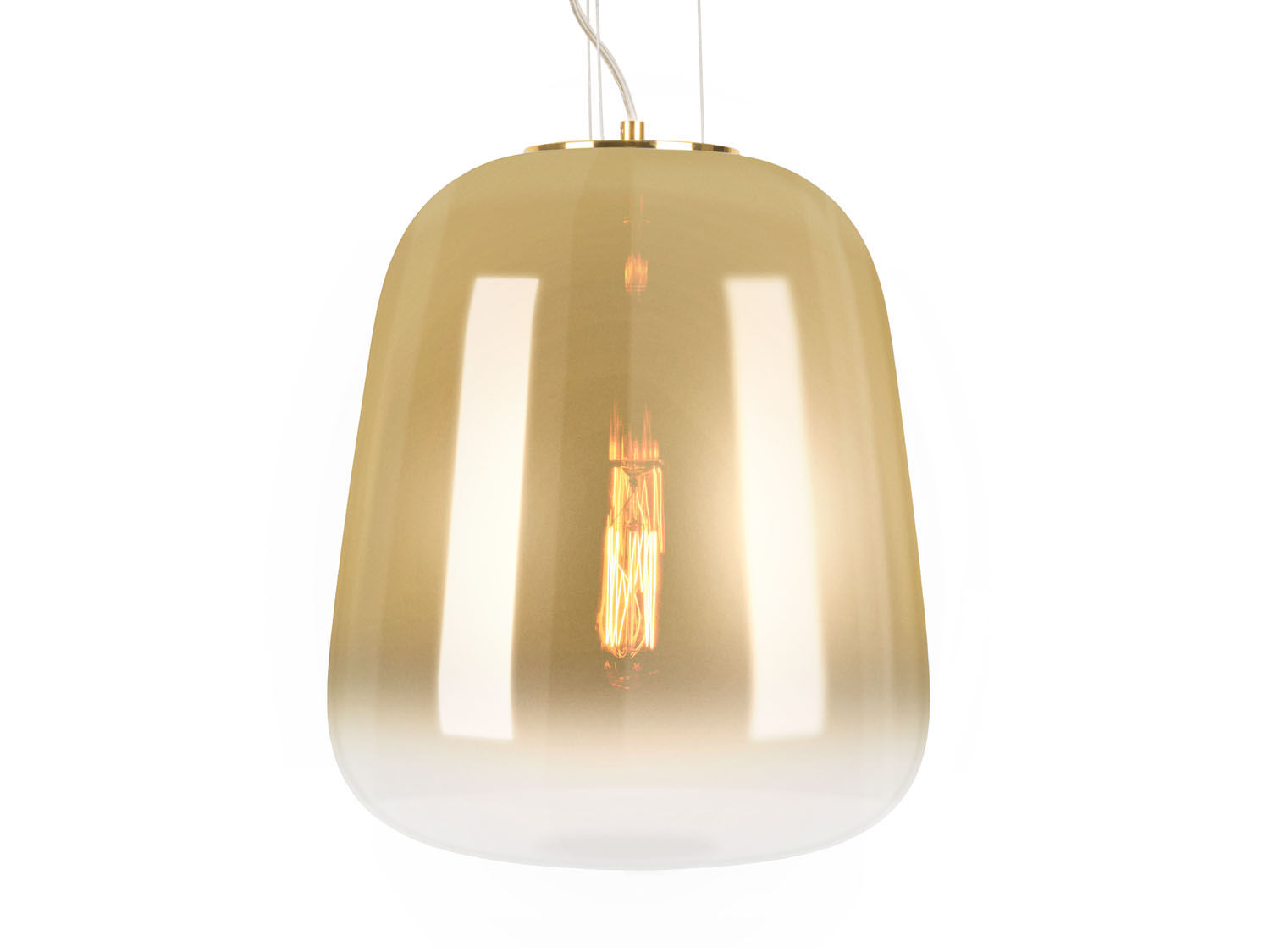 Hanglamp Skeidund goud Ø33 cm met glazen kap en zichtbaar filament, compact en sfeervol