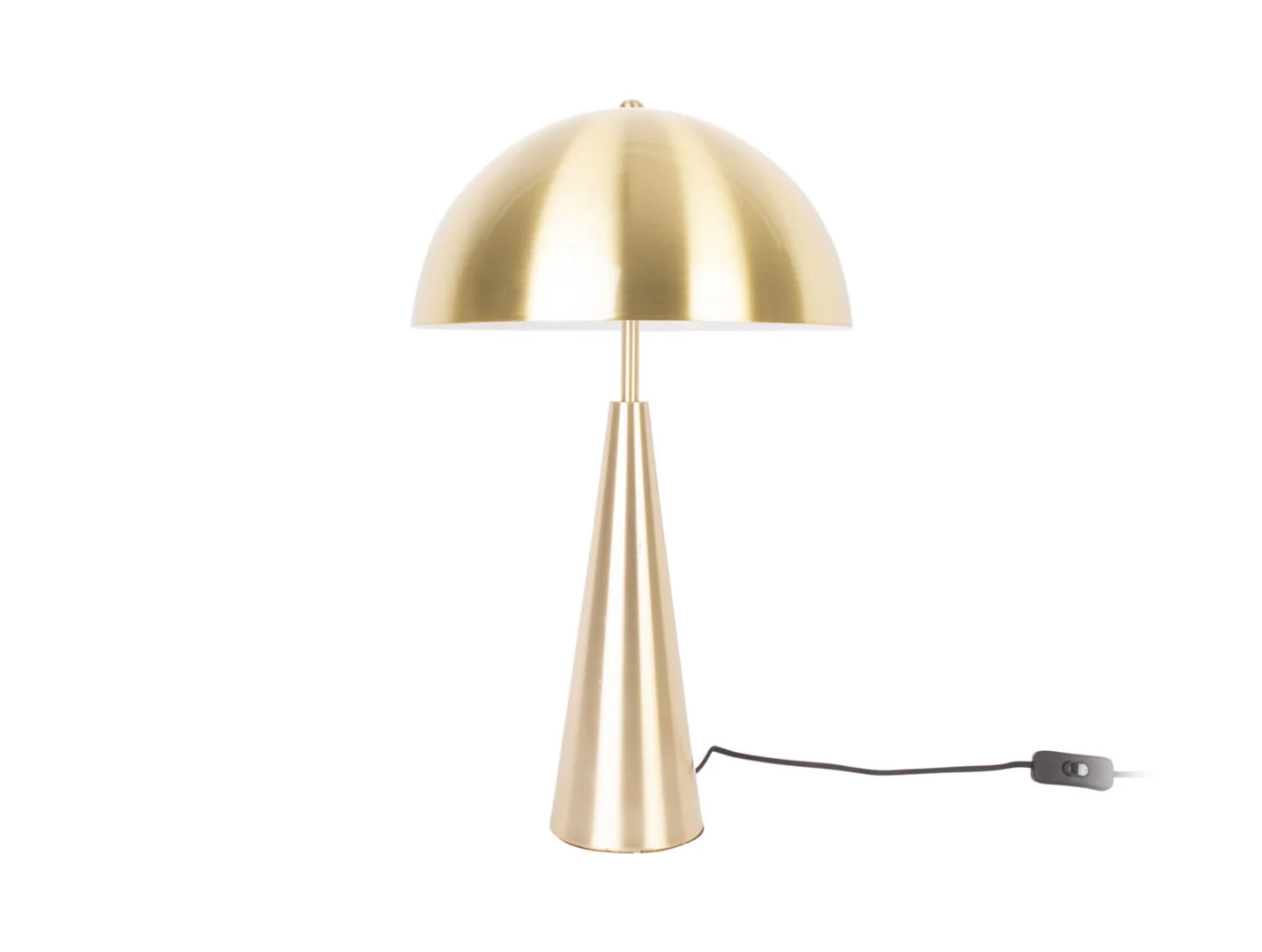 Tafellamp Grulto goud Ø30 cm met halve bolkap, conische voet en snoerschakelaar