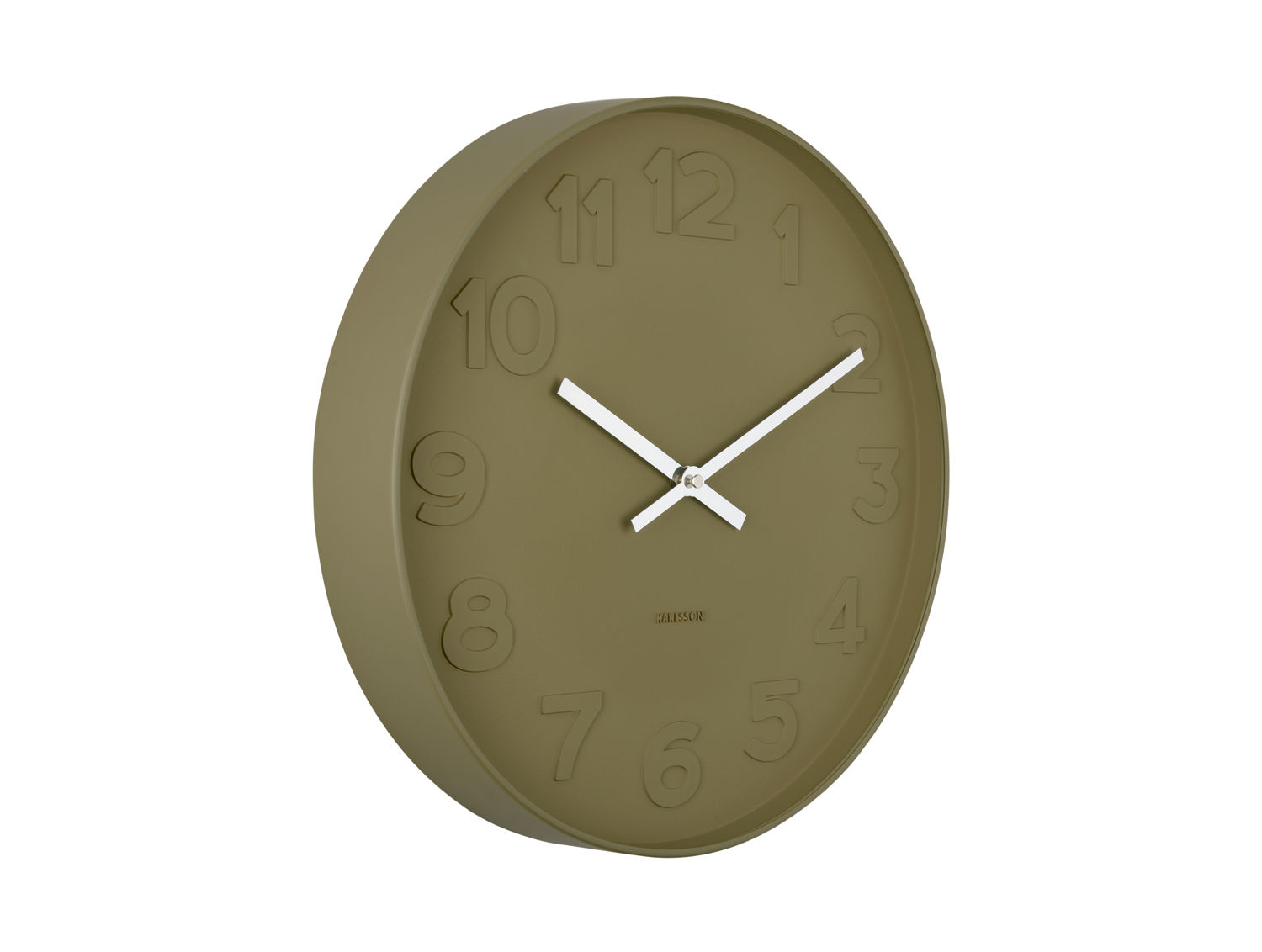 Wandklok Cietund Groen, 38 cm, met witte wijzers en subtiele 3D cijfers