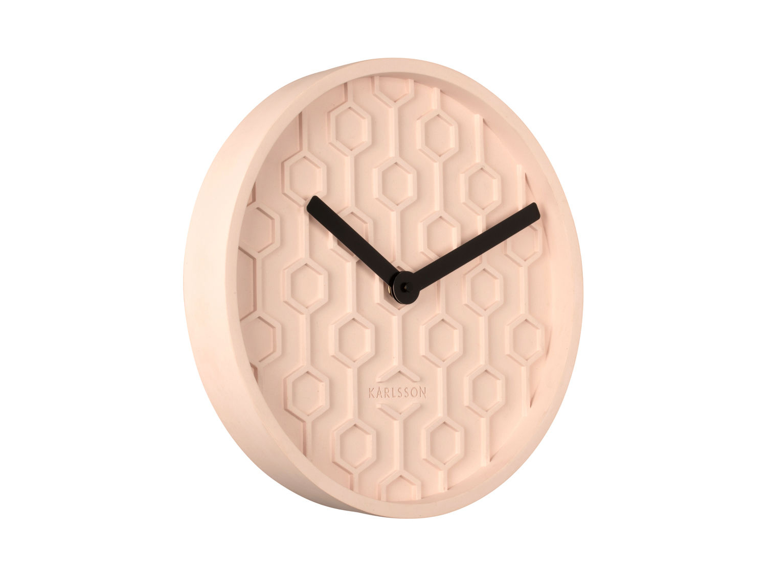 Wandklok Hinden Roze met reliëfpatroon, zwarte wijzers en zacht pastelroze design, 31 cm