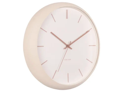 Wandklok Dintonte Bruin met 40 cm diameter, elegante roségouden wijzerplaat en minimalistisch design