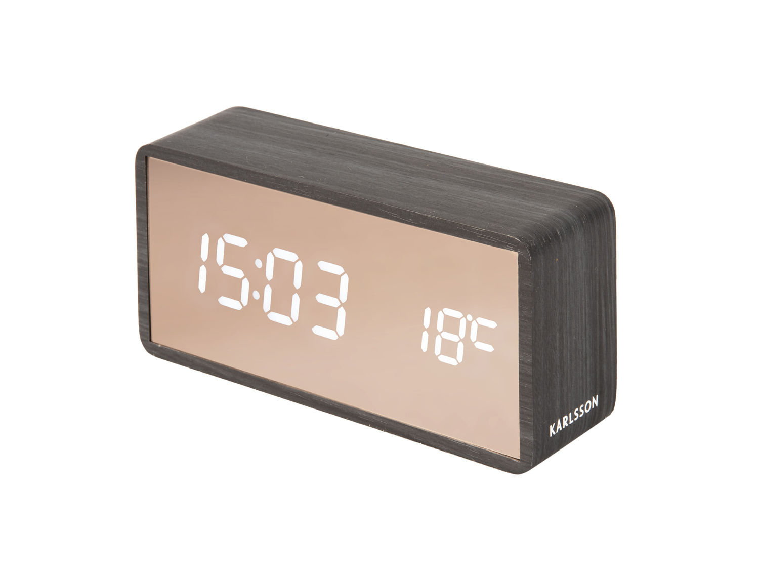 Wekker Cisea Koper, compacte digitale wekker met spiegeldisplay en 18°C temperatuurweergave