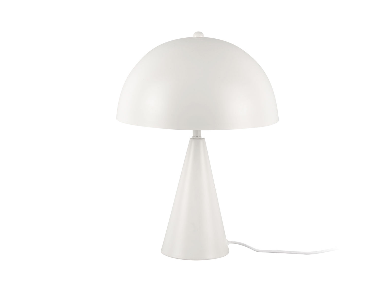 Witte Tafellamp Flaldia Ø25 cm met ronde kap, kegelvoet en snoer voor sfeervol licht