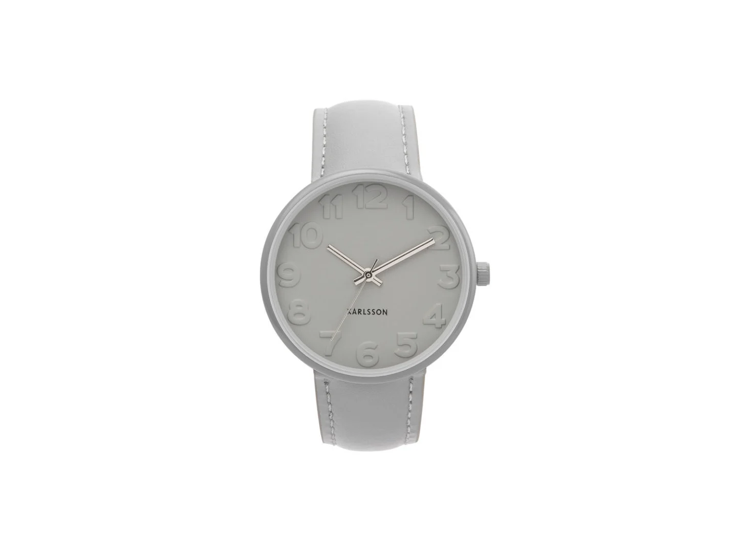 Woonaccessoire Caundea staal grijs met ronde wijzerplaat en minimalistisch ontwerp