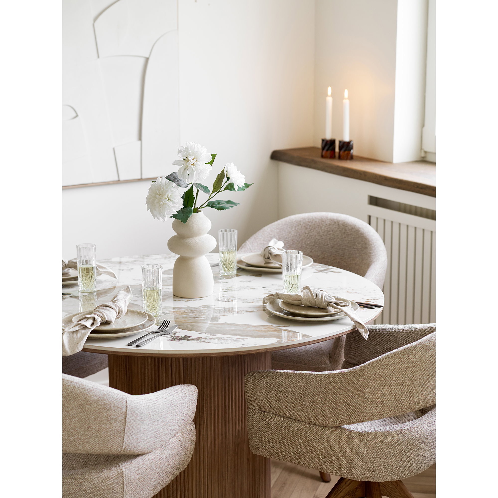 Lunchbord Runang Keramiek Beige - Set van 4 - Afbeelding 5