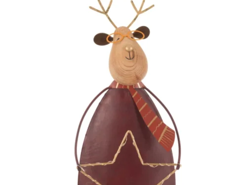 Plaid Cardiff Oranje rendierdecoratie van hout en ijzer met gouden sterren en speelse antlers