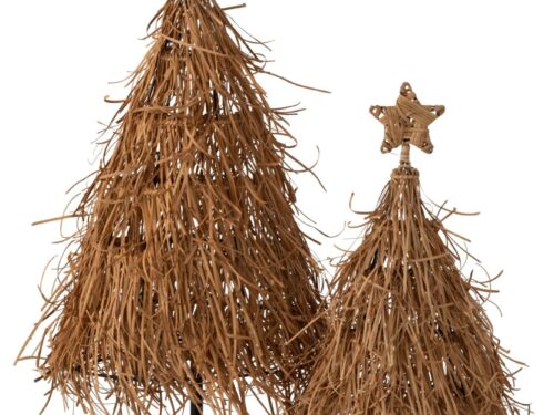 Kerstboom Kaunsan van naturel rotan en ijzer, stervormige top en luchtige winterse uitstraling, H89 cm