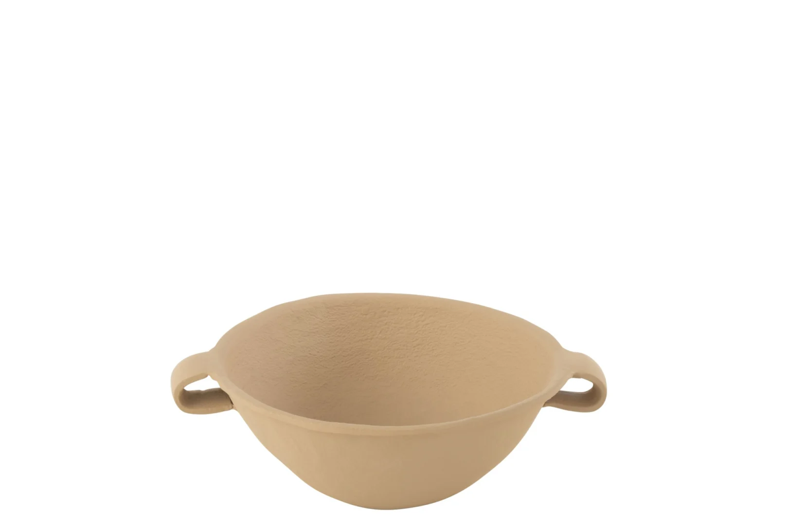 Kom Taummaro aluminium beige schaal met handgrepen en warme, slanke vorm