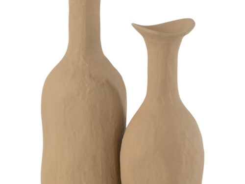Vaas Ezinge beige aluminium, 39 cm hoog, slanke decoratieve vorm voor een stijlvol interieur