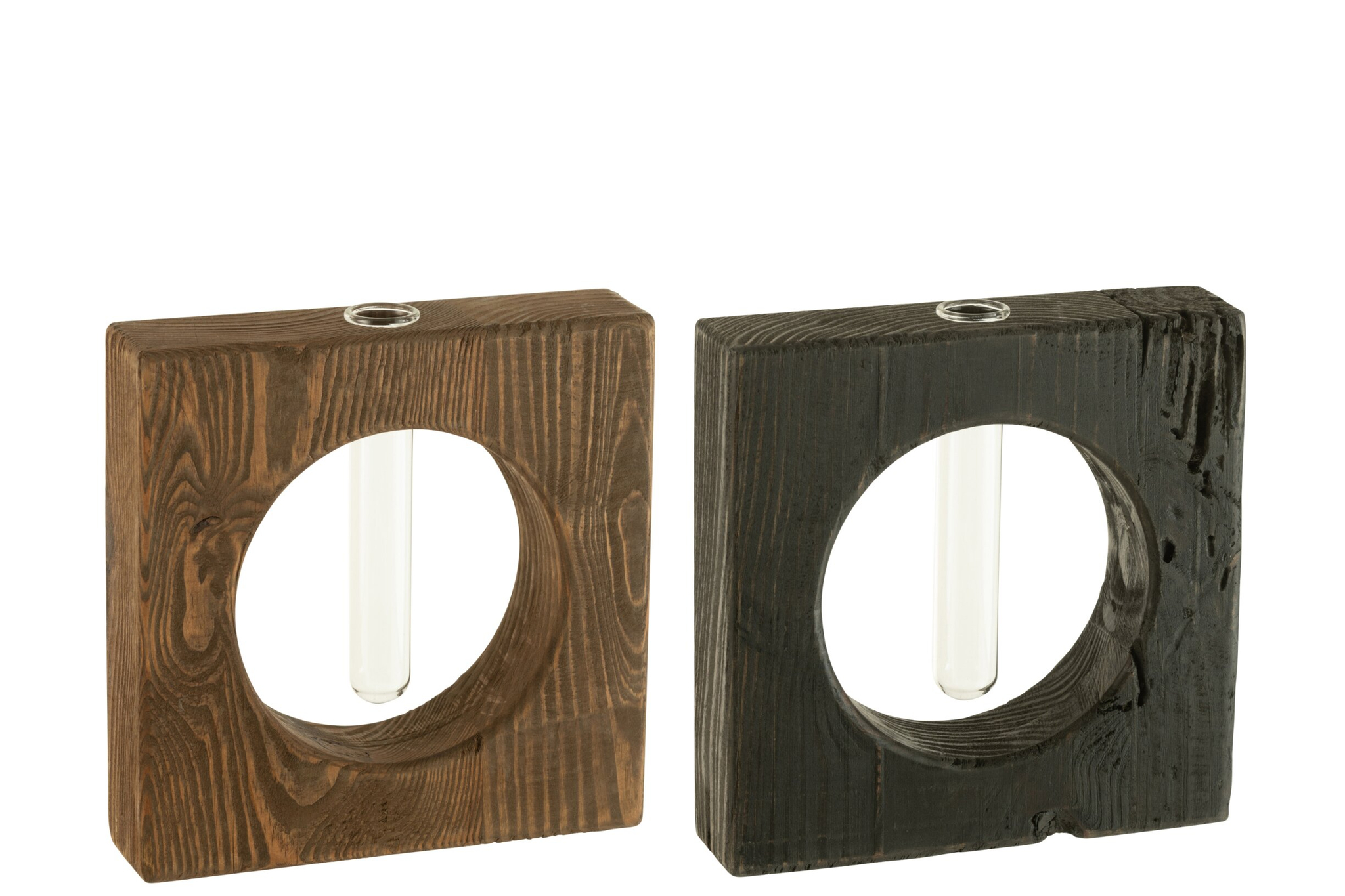 Vaas Rieval Hout Meerkleurig H20,5 cm - Set van 2