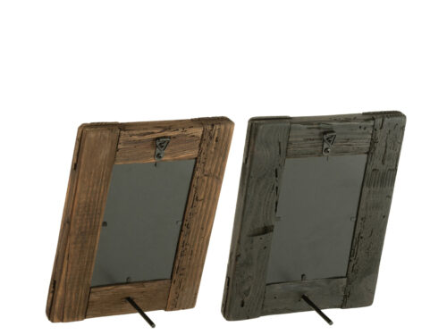 Set van 2 Fluvak houten fotolijsten in meerkleuren, met glas en rustieke afwerking