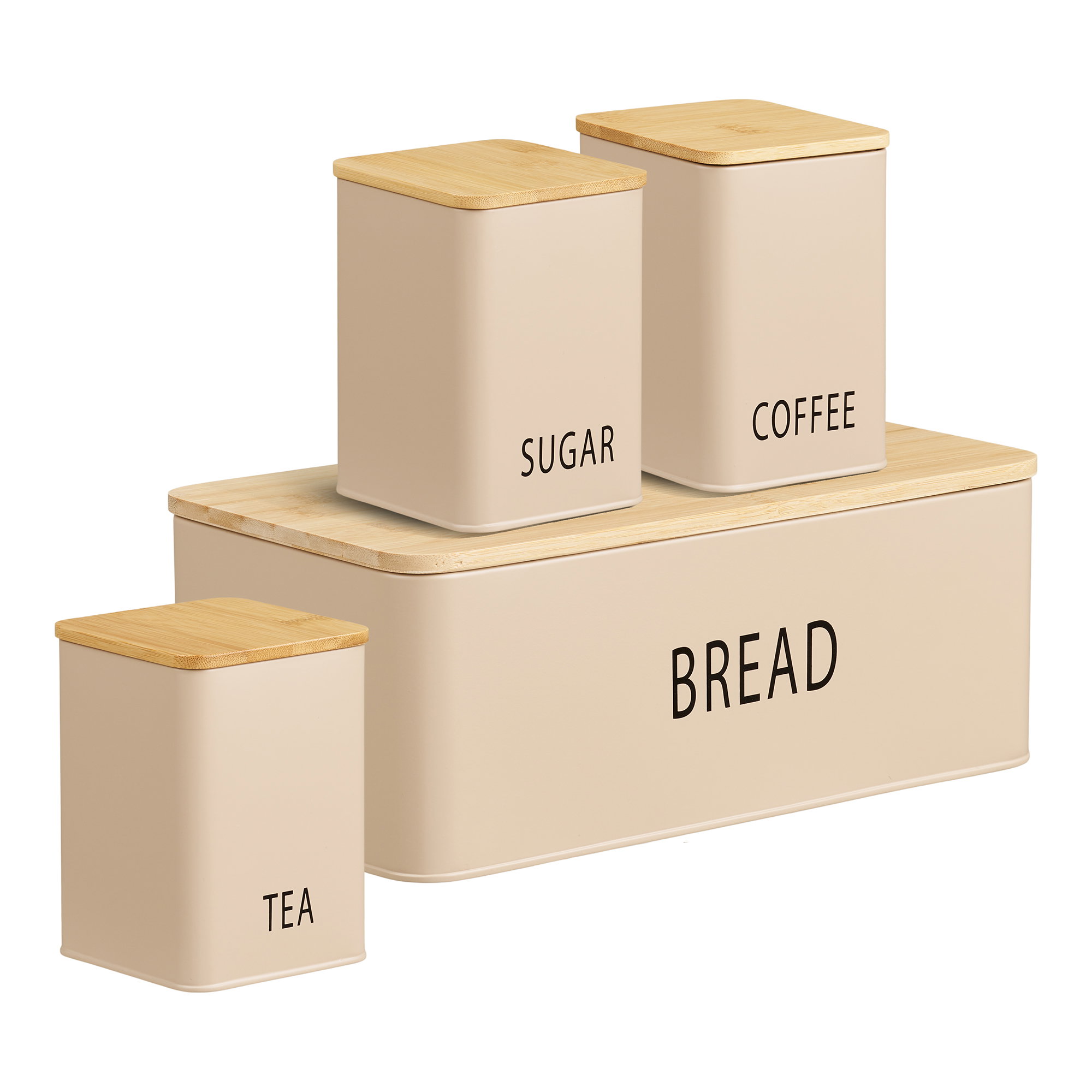 Brooddoos Meesone Bamboe Beige - Set van 4 - Afbeelding 2