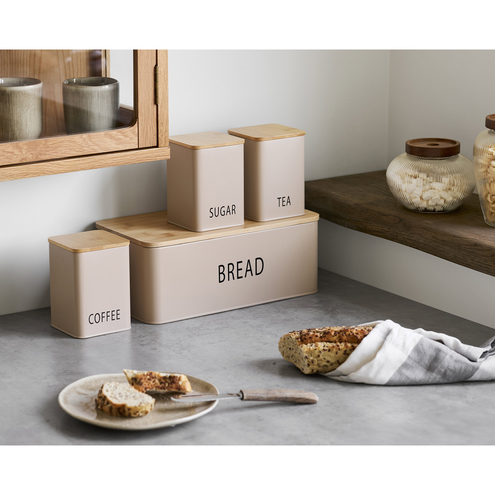 Brooddoos Meesone Bamboe Beige - Set van 4 - Afbeelding 6