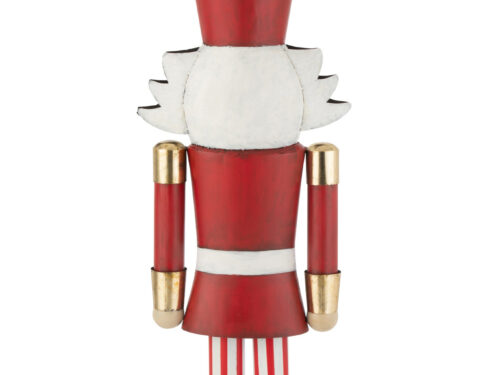 Notenkraker Kollira metaal meerkleurig, rood-gouden decoratie met feestelijke winterlook