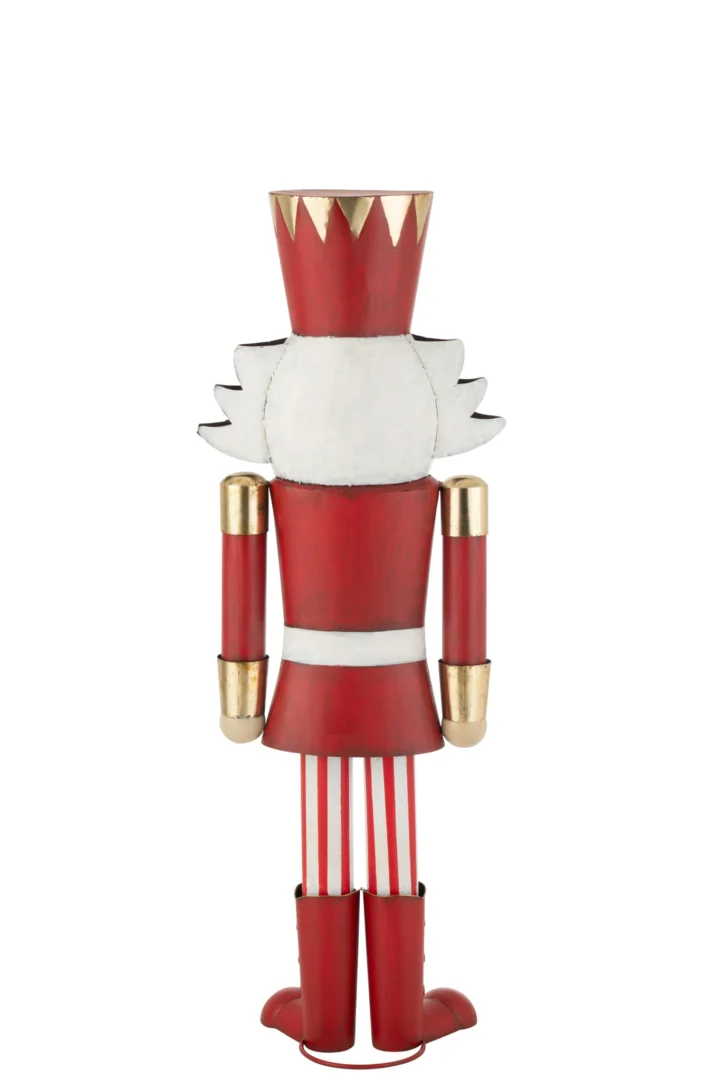 Notenkraker Kollira metaal meerkleurig, rood-gouden decoratie met feestelijke winterlook
