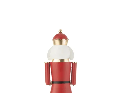 Notenkraker Loonder metaal meerkleurig in rood, goud en wit, decoratieve winteraccessoire met stevige ijzeren afwerking