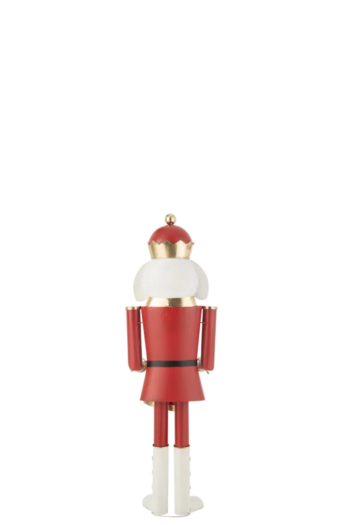 Notenkraker Loonder metaal meerkleurig in rood, goud en wit, decoratieve winteraccessoire met stevige ijzeren afwerking