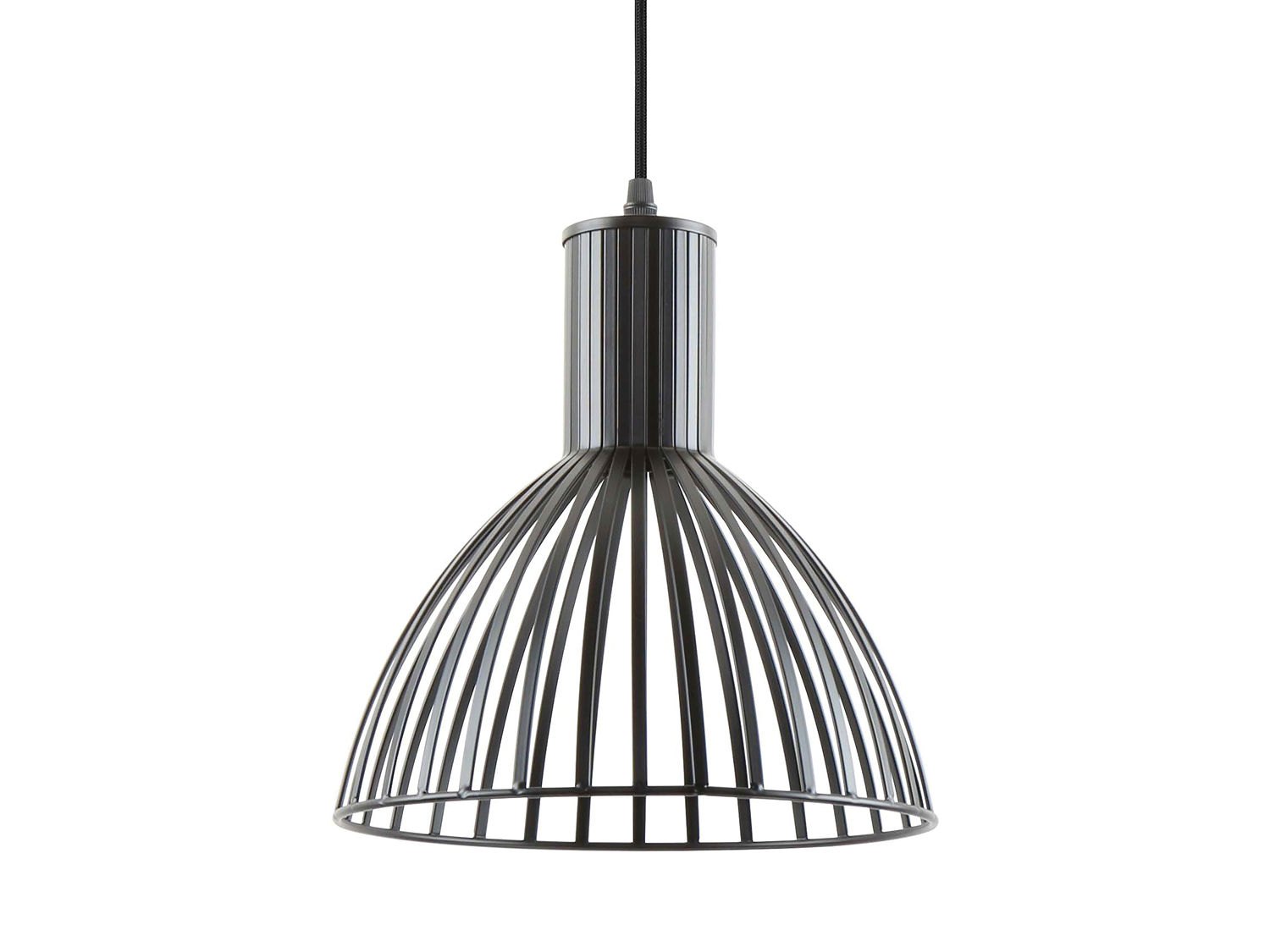 Hanglamp Noorny Zwart Ø25 cm, metalen zwarte kooi met ronde vorm en compact design