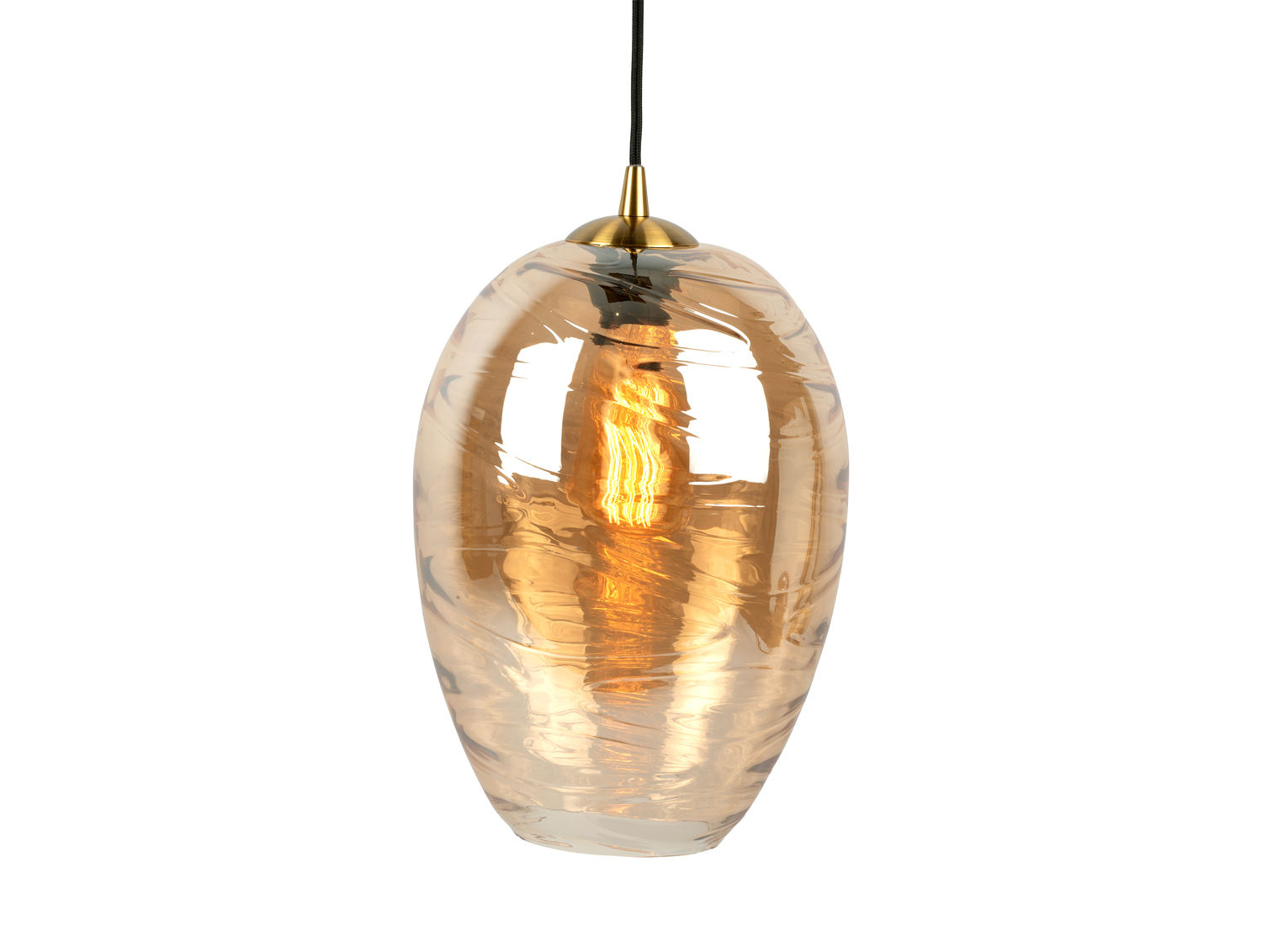 Hanglamp Zaunso Glas Ø23 cm met warm gekleurd glas, subtiele shimmer en goudkleurige fitting