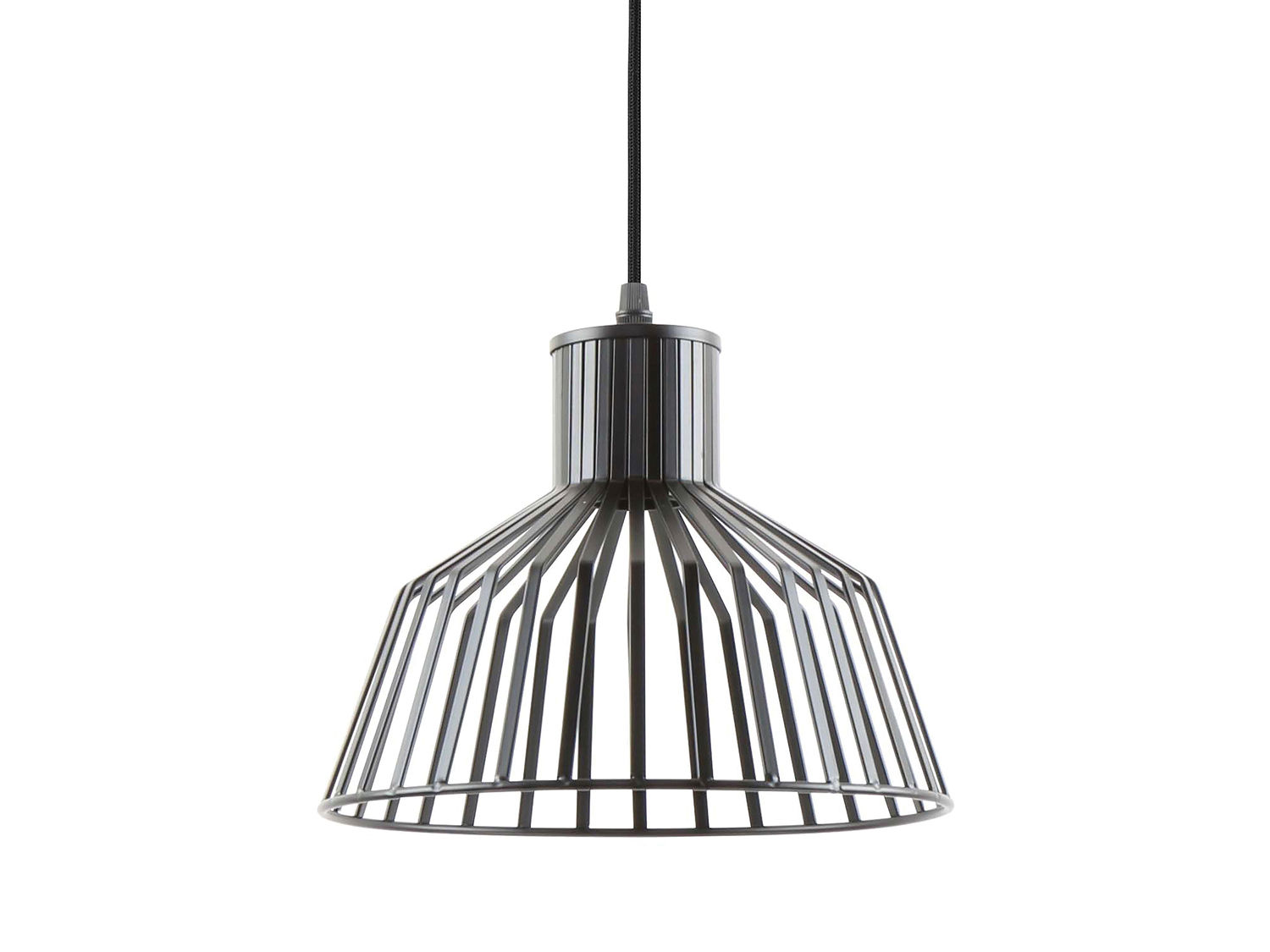 Hanglamp Grievu zwart Ø24 cm met open metalen kap en strak, modern design