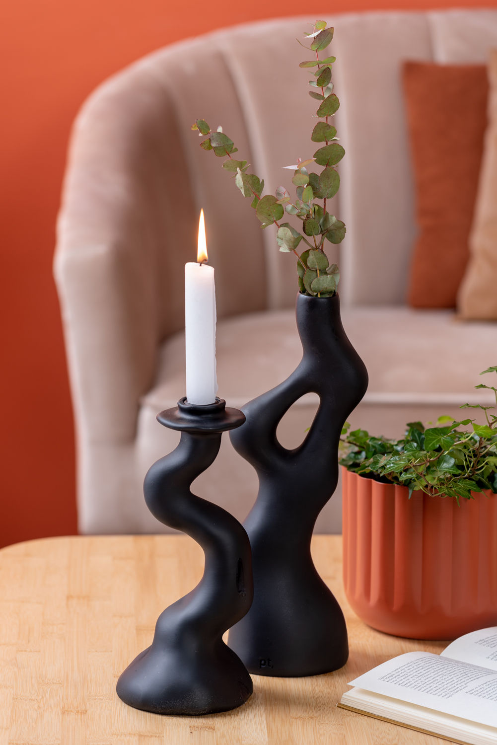 Vaas Teidand Polyresin Zwart H33 cm - Afbeelding 4