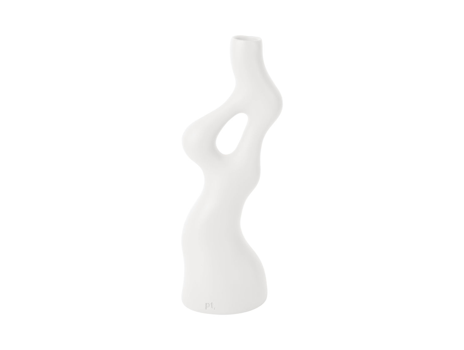 Vaas Besancon wit polyresin met slanke, organische vorm en speelse uitsparing, H33 cm