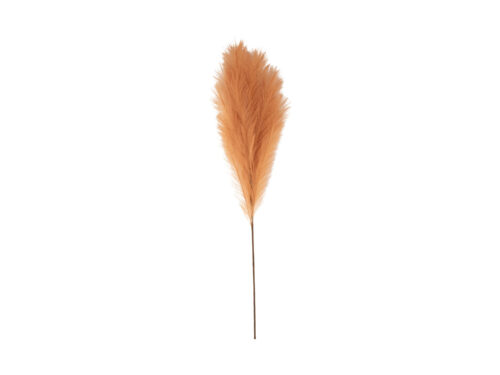 Spot Devi polyester faux feather in warm orange, decorative single stem for a vase