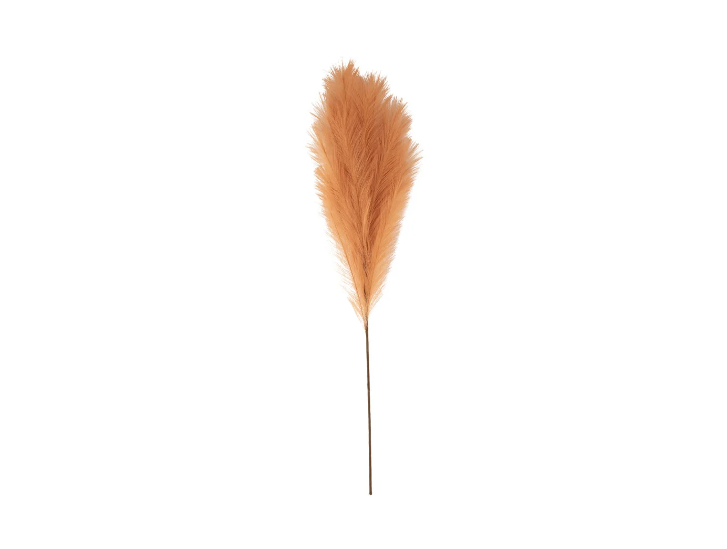 Spot Devi polyester faux feather in warm orange, decorative single stem for a vase