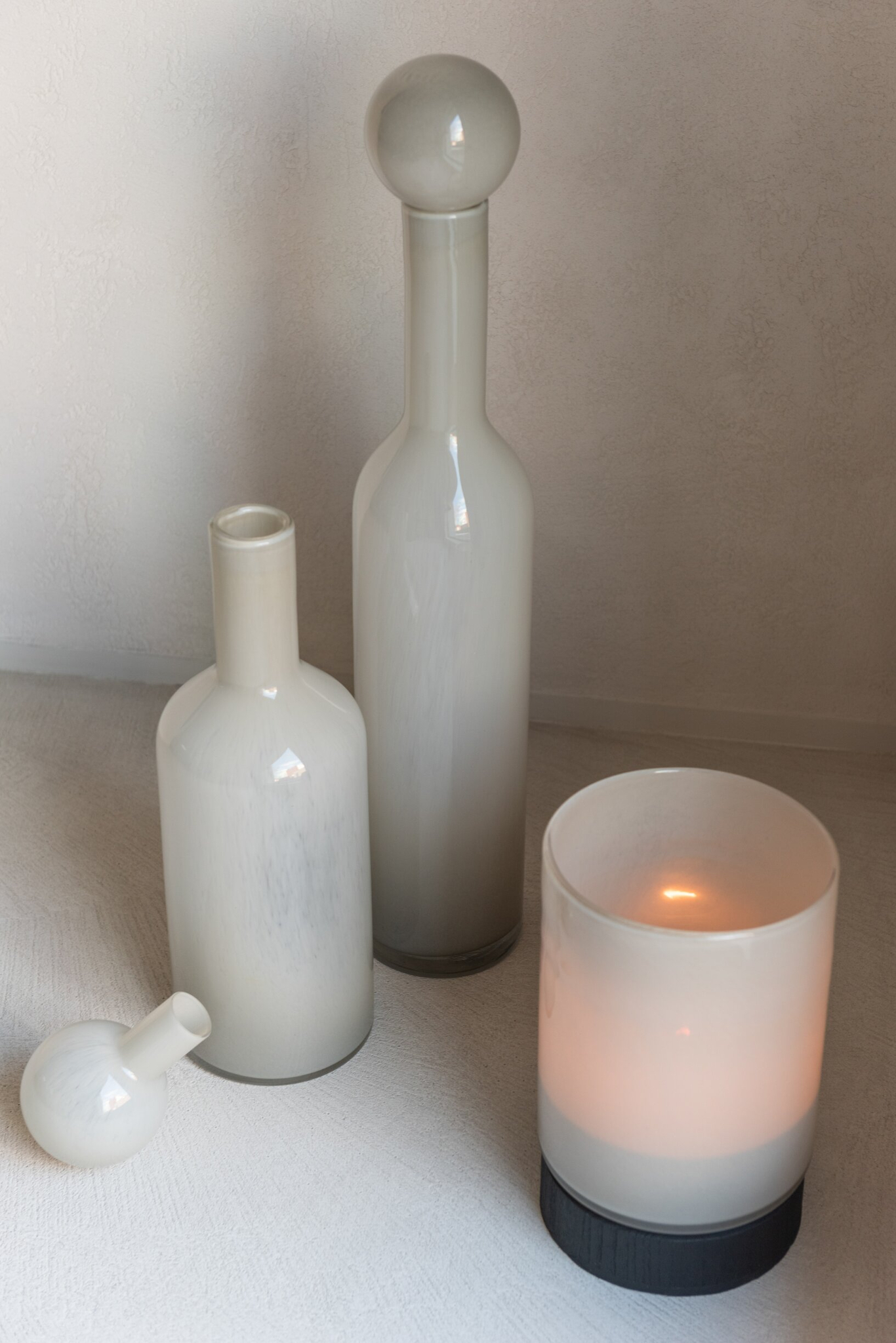 Vaas Niebund Glas Wit H46 cm - Afbeelding 2