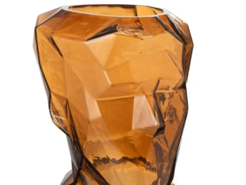 Bruine glazen Vaas Face met modern gezichtdesign, 30 cm hoog en stijlvol decoratief voor elk interieur
