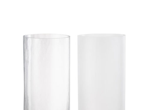 Klannio vaas set van 2, transparant glas met koperen voet, H31 cm, modern en elegant