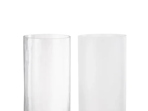 Klannio vaas set van 2, transparant glas met koperen voet, H31 cm, modern en elegant