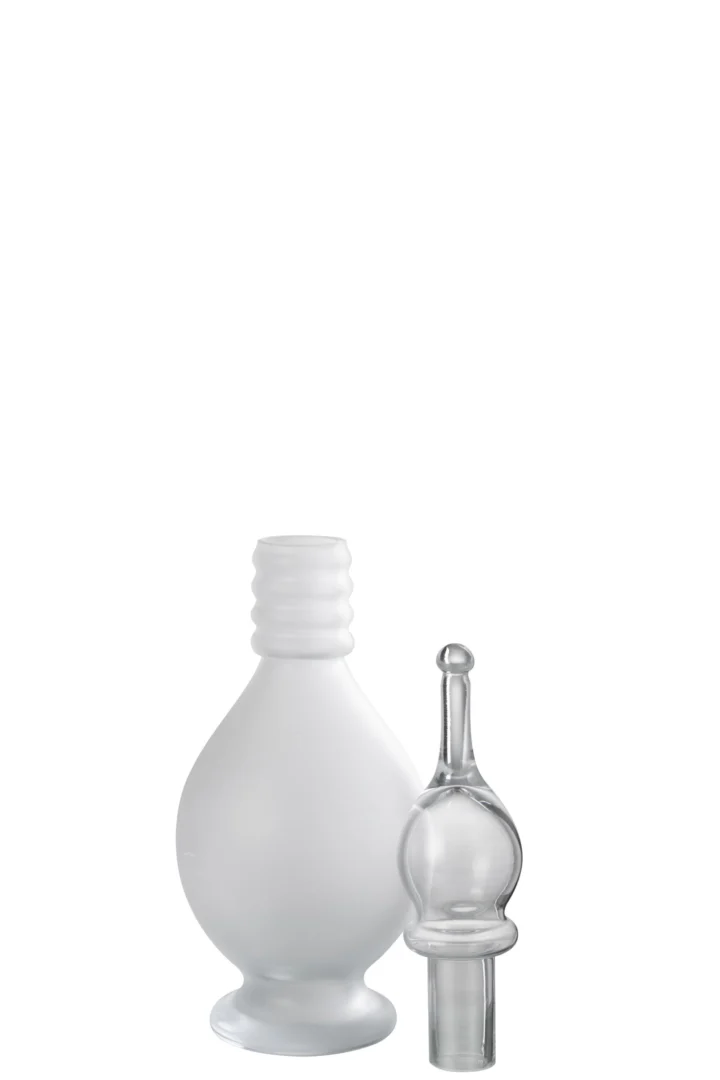 Vaas Vaubes van transparant glas, 40 cm hoog, met ronde bolvorm en subtiel gedraaid halsdetail