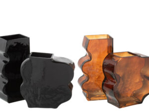 Vaas Skinnen Glas Bruin H25 cm - Set van 2