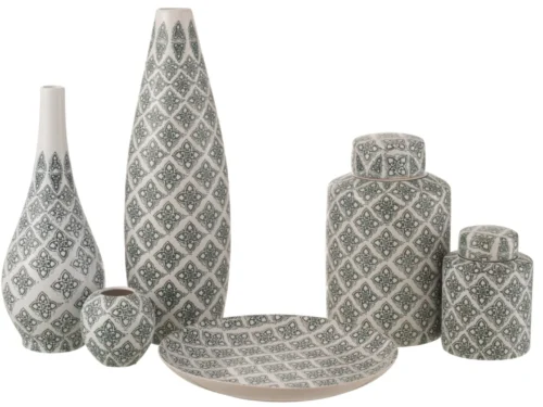 Feitano porseleinen vaas meerkleurig, slanke 53 cm hoge vaas met decoratief patroon en stabiele vorm