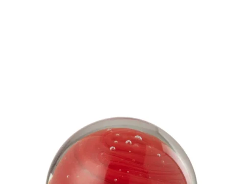 Ronde Twister presse-papier van rood glas met marmerstructuur en glanzende afwerking