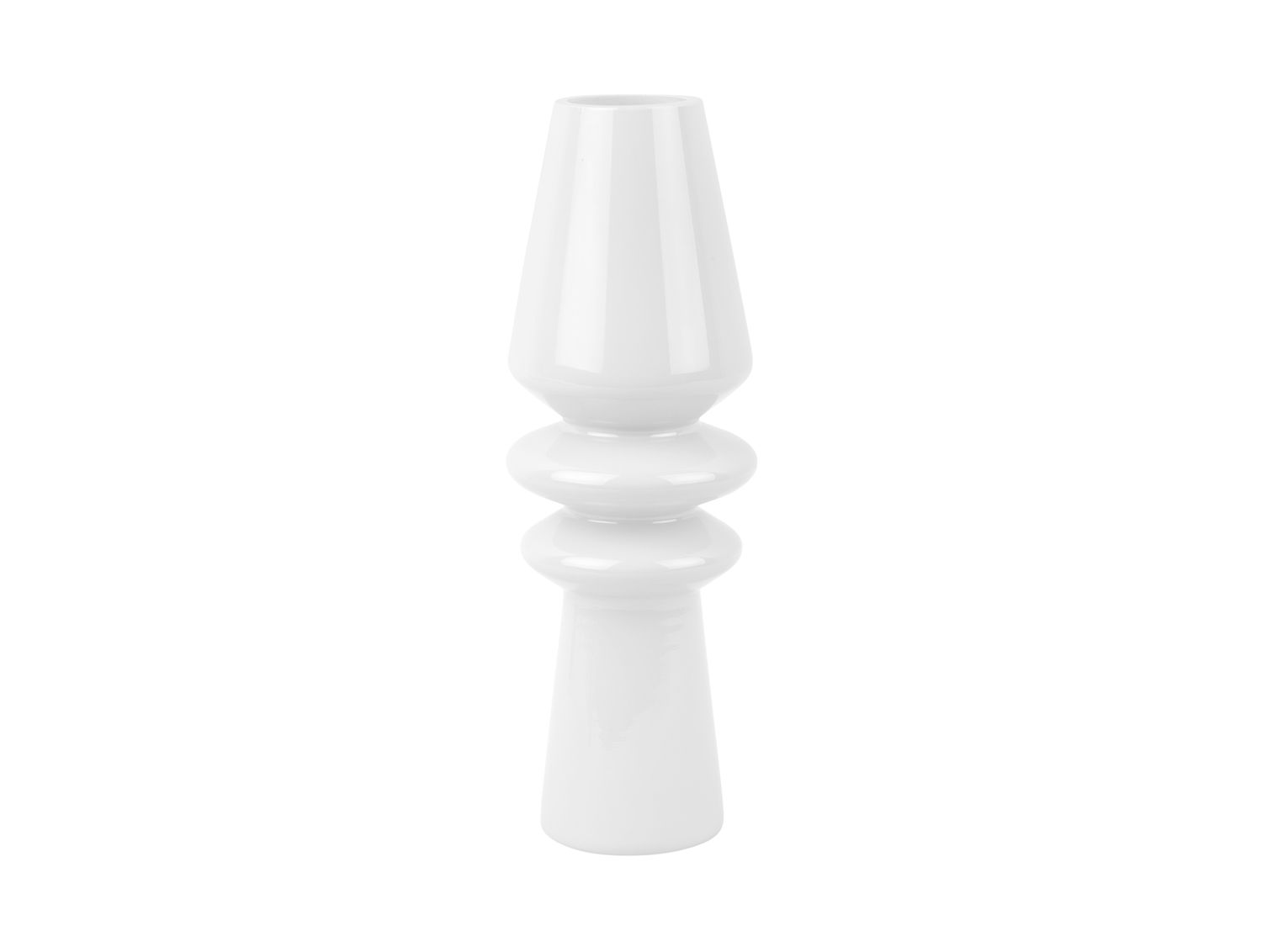 Vaas Slaumero wit glas, slanke vorm en speels gelaagd design, 25 cm hoog, Ø9 cm