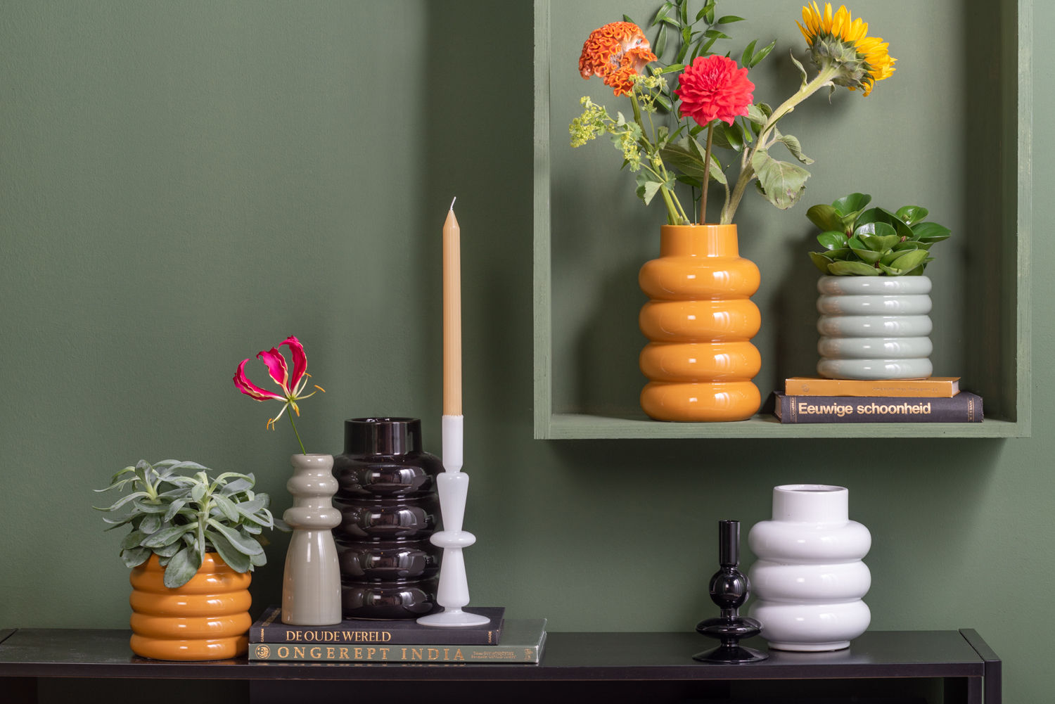 Kandelaar Floria Glas Wit Ø9 cm - Afbeelding 3