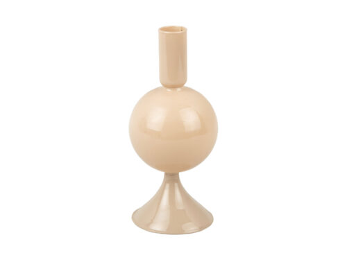 Kandelaar Lurni glas bruin met bolvorm en compacte voet, stijlvolle sfeermaker voor tafel of dressoir