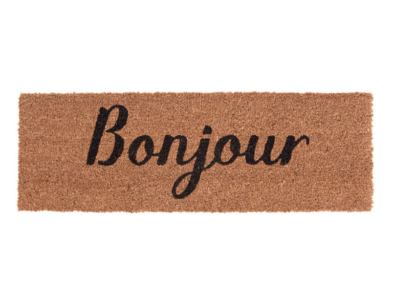 Deurmat Reestio zwart met Bonjour-opdruk, compact 25 x 75 cm voor entree of hal